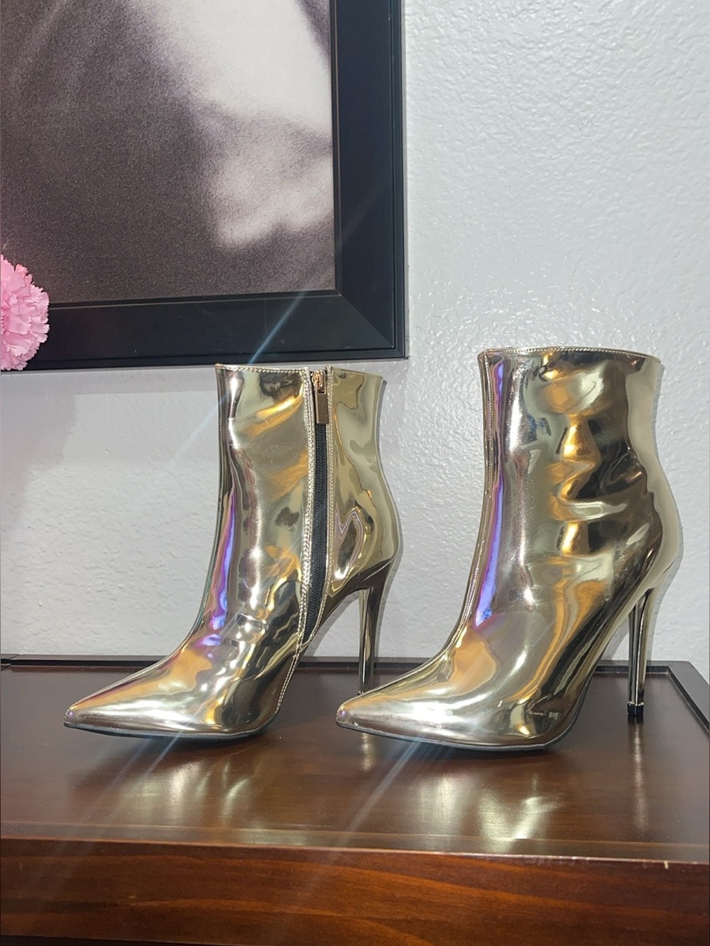 New! ✨ Women’s Gold High Heel Ankle Boots/ Booties- Size 7 & 7.5